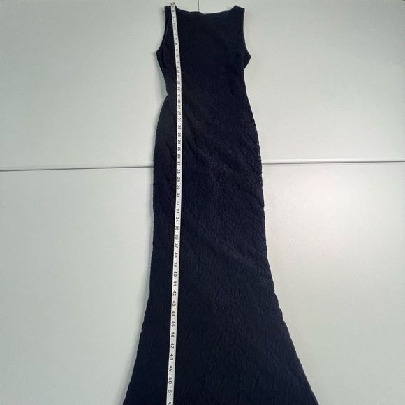 Alice + Olivia Blue Sleeveless Textured Floral Full Length Maxi Dress Size 4 - Picture 14 of 16